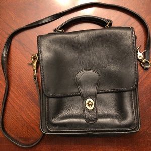 Black vintage leather coach bag